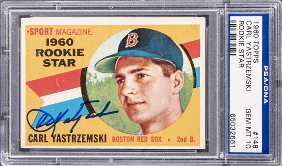 1960 Topps #148 Carl Yastrzemski Signed Card - PSA/DNA 10 